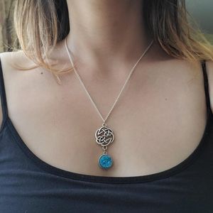 New Handmade Silver Celtic Knot Druzy Necklace